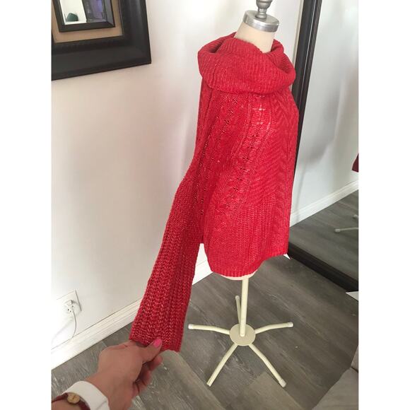 Liz Claiborne Women's Red Cable Cowl Neck Pullover Sweater XL - Picture 3 of 8